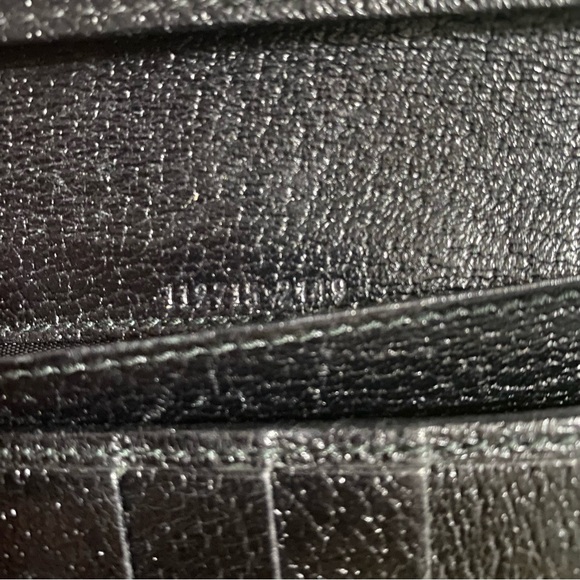 GUCCI Logo Metal Bar Plate Canvas Leather Wallet Monogram Black Envelope - Picture 5 of 9